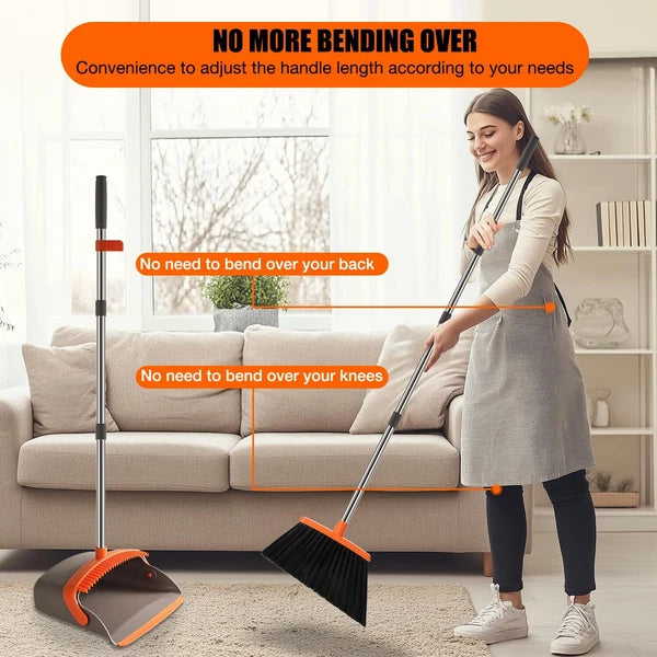 Large Broom and Dustpan,Broom and Dustpan Set,Heavy Duty Dust Pan with 55"Long
