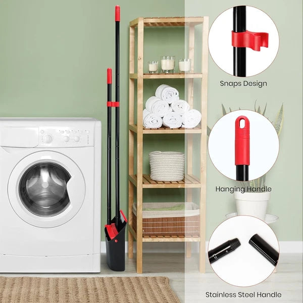 Compact Broom and Dustpan Set with Aluminum Handle for Easy Storage & Efficiency